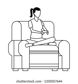 faceless woman playing videogames in black and white