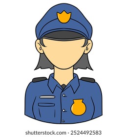 Vector aislado dibujado a mano de la ilustración de la policía de la mujer sin rostro