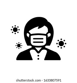 Faceless woman (upper body) wearing a mask vector illustration icon / Coronavirus (influenza  hay fever etc.)  prevention.