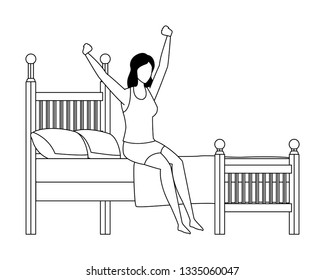 faceless woman waking up in black and white
