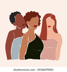 Faceless women of different ethnicities group