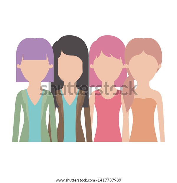 Faceless Women Half Body Casual Clothes Stock Vector Royalty Free