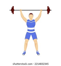 Faceless Young Man Lifting Dumbbell On White Background.