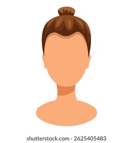 Jovem sem rosto está apresentando penteado com coelho de cabelo, ícone de avatar minimalista