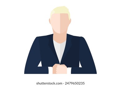 Facelesss young and stylish blonde businessman with suit and tshirt avatar icon vector