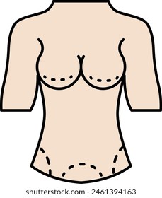 Facelift for the body vector icon design, Cosmetology or Cosmetologist Symbol, esthetician or beautician Sign, Beauty treatment stock illustration, Breast Implant Revision concept