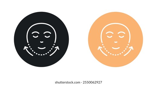 Conjunto de iconos de estiramiento facial en versión negra y coloreada