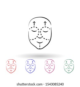 Facelift multi color icon. Simple outline, thin line vector of antiaging icons for ui and ux, website or mobile application