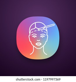Facelift surgery app icon. UI/UX user interface. Facial plastic surgery. Surgical facial rejuvenation. Web or mobile application. Vector isolated illustration
