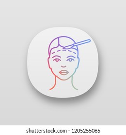 Facelift surgery app icon. UI/UX user interface. Facial plastic surgery. Surgical facial rejuvenation. Web or mobile application. Vector isolated illustration