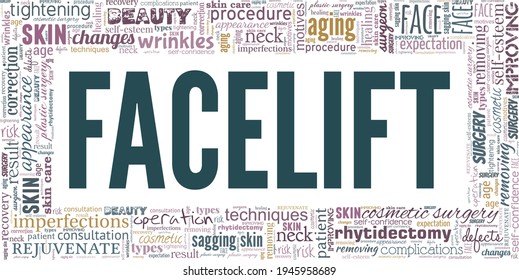 Facelift vector illustration word cloud isolated on a white background.