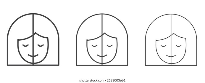 Facelifting procedure icon - editable stroke vector illustration