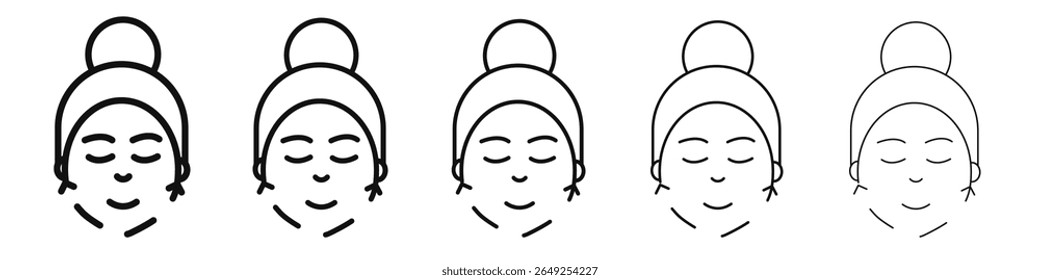 Icono de procedimiento de lavado de cara Vector de esquema conjunto de ilustración signo