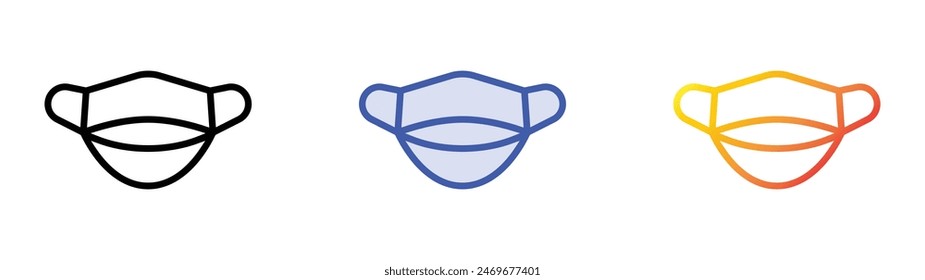 facemask icon. Linear, Blue Fill and Gradient Style Design Isolated On White Background