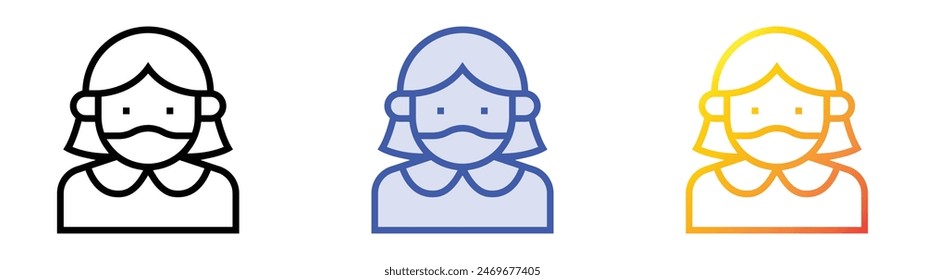 facemask icon. Linear, Blue Fill and Gradient Style Design Isolated On White Background