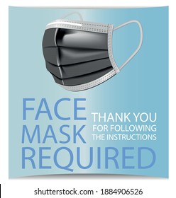 facemask required while on the premises, face mask required sign vector concept isolated on white background.