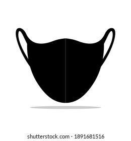 Facemask Vector Mockup Icon. Black Face Mask Ppe Anti Dust Mask Shape Template