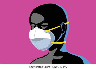 Facemask was wearing on black skin model isolate background