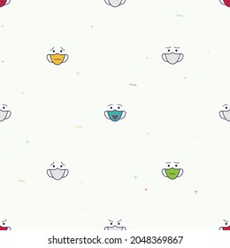 Facemasks with face expressions - vector background