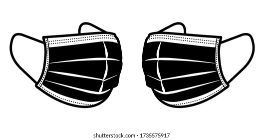 Facemasks in the form of an icon on a white background, choosing the right facemask to help prevent covid-19 outbreak.