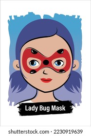 Face-Painting Creative Card Menu Design- Lady bug Mask