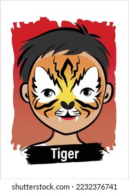 Face-Painting Creative Card Menu Design- Tiger