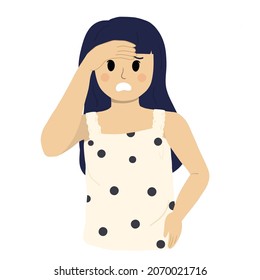 Facepalm Girl Covering Face With A Hand With Sad Or Shock Expression Illustration