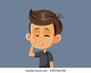 Facepalm Little Boy Feeling Unhappy. Child expressing shame and regret reacting to embarrassing situation with disappointment and frustration
