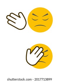 Facepalm Smile Icon With Palm Hand Isolated On White Background