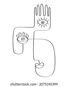 Faces Abstract Drawing Line Art