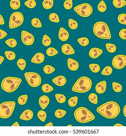 Faces Of Aliens UFO pattern.Alien seamless background.Modern design for textiles and fabrics, wrapping paper and wallpapers of all kinds.Universal vector icons alien heads seamless patterns tiling.