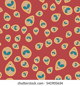 Faces Of Aliens UFO pattern.Alien seamless background.Modern design for textiles and fabrics, wrapping paper and wallpapers of all kinds.Universal vector icons alien heads seamless patterns tiling.
