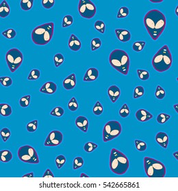 Faces Of Aliens UFO pattern.Alien seamless background.Modern design for textiles and fabrics, wrapping paper and wallpapers of all kinds.Universal vector icons alien heads seamless patterns tiling.