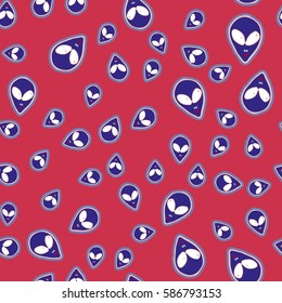 Faces Of Aliens UFO pattern.Alien seamless background.Modern design for textiles and fabrics, wrapping paper and wallpapers of all kinds.Universal vector icons alien heads seamless patterns tiling.