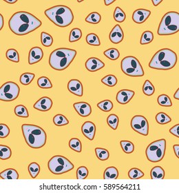 Faces of aliens UFO seamless pattern. Background for textiles and fabrics, wrapping paper and wallpapers of all kinds. Universal design icons alien heads seamless patterns tiling.