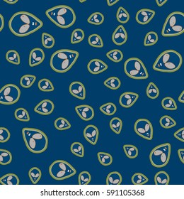Faces of aliens UFO seamless pattern. Background for textiles and fabrics, wrapping paper and wallpapers of all kinds. Universal design icons alien heads seamless patterns tiling.