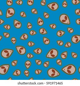 Faces of aliens UFO seamless pattern. Background for textiles and fabrics, wrapping paper and wallpapers of all kinds. Universal design icons alien heads seamless patterns tiling.