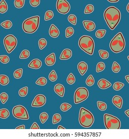 Faces of aliens UFO seamless pattern. Background for textiles and fabrics, wrapping paper and wallpapers of all kinds. Universal design icons alien heads seamless patterns tiling.