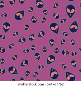 Faces of aliens UFO seamless pattern. Background for textiles and fabrics, wrapping paper and wallpapers of all kinds. Universal design icons alien heads seamless patterns tiling.