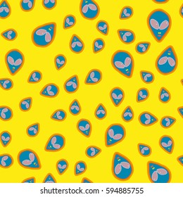 Faces of aliens UFO seamless pattern. Background for textiles and fabrics, wrapping paper and wallpapers of all kinds. Universal design icons alien heads seamless patterns tiling.