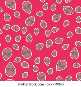 Faces of aliens UFO seamless pattern. Background for textiles and fabrics, wrapping paper and wallpapers of all kinds. Universal design icons alien heads seamless patterns tiling.