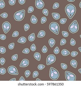Faces of aliens UFO seamless pattern. Background for textiles and fabrics, wrapping paper and wallpapers of all kinds. Universal design icons alien heads seamless patterns tiling.