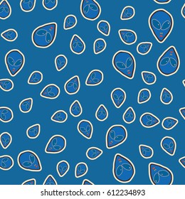 Faces of aliens UFO seamless pattern. Background for textiles and fabrics, wrapping paper and wallpapers of all kinds. Universal design icons alien heads seamless patterns tiling.