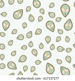 Faces of aliens UFO seamless pattern. Background for textiles and fabrics, wrapping paper and wallpapers of all kinds. Universal design icons alien heads seamless patterns tiling.