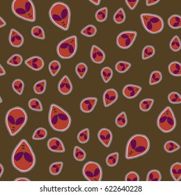 Faces of aliens UFO seamless pattern. Background for textiles and fabrics, wrapping paper and wallpapers of all kinds. Universal design icons alien heads seamless patterns tiling.