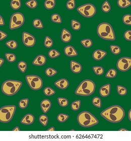 Faces of aliens UFO seamless pattern. Background for textiles and fabrics, wrapping paper and wallpapers of all kinds. Universal design icons alien heads seamless patterns tiling.