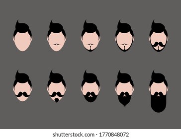 conjunto de ilustraciones de caras con barba y bigote
