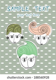 faces boy announcement card. vector illustration