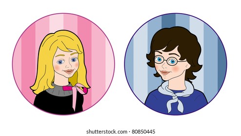 Faces of boy and girl
