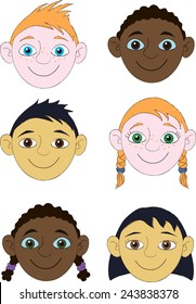 faces of boys and girls of different races